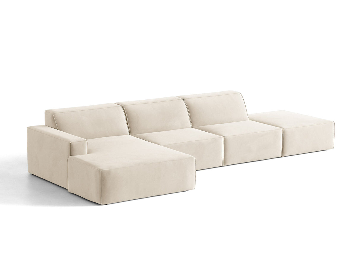 Modulares Ecksofa Jodie von Micadoni, L-Form mit Meridienne links, Polsterstoff, schwarze Beine