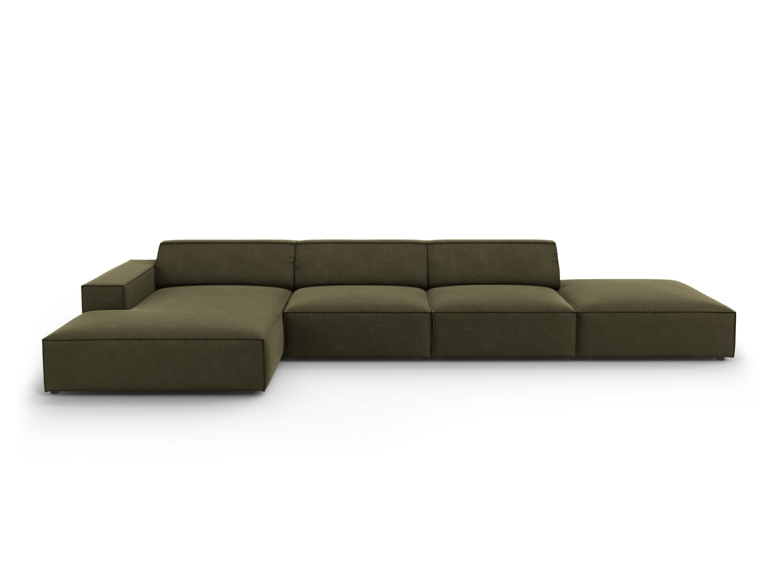 Jodie Velour modulares Ecksofa links 5 Sitzer in Green präsentiert im Onlineshop von KAQTU Design AG. Ecksofa links ist von Micadoni