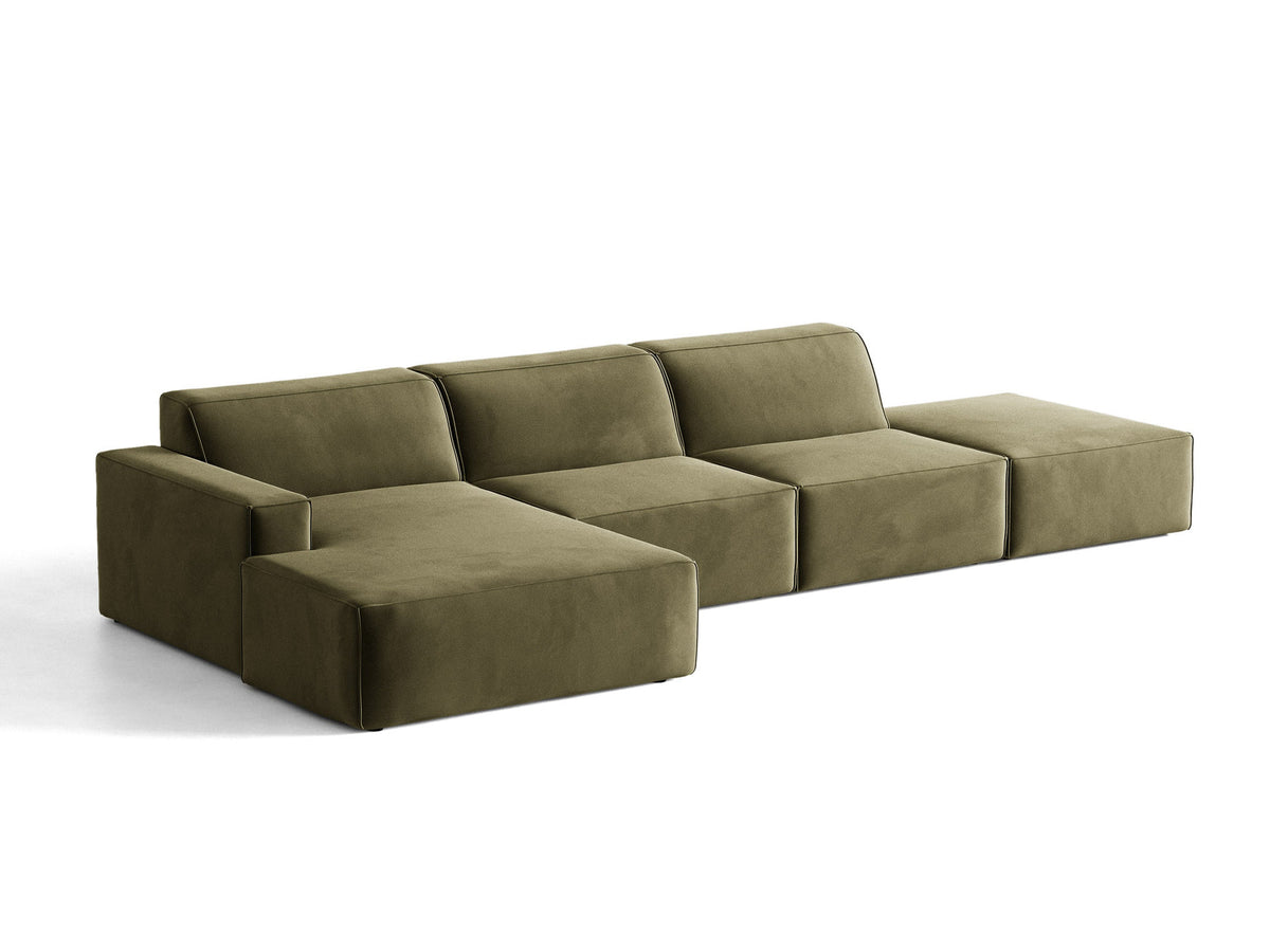 Modulares Ecksofa Jodie von Micadoni, L-Form mit Meridienne links, Polsterstoff, schwarze Beine