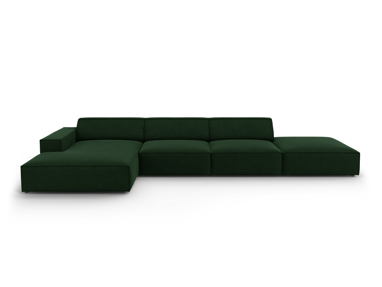 Jodie Velour modulares Ecksofa links 5 Sitzer in Bottle Green präsentiert im Onlineshop von KAQTU Design AG. Ecksofa links ist von Micadoni