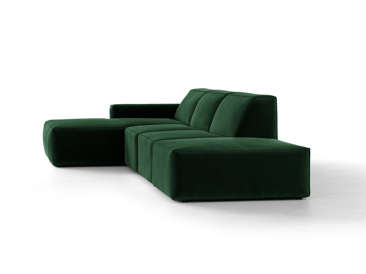 Modulares Ecksofa Jodie von Micadoni, L-Form mit Meridienne links, Polsterstoff, schwarze Beine