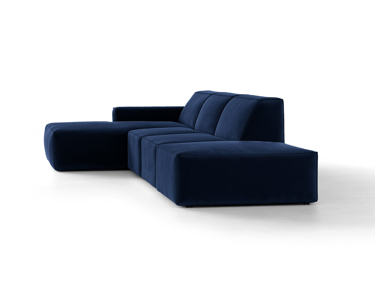 Modulares Ecksofa Jodie von Micadoni, L-Form mit Meridienne links, Polsterstoff, schwarze Beine