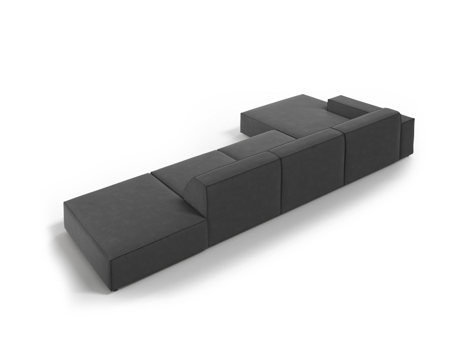 Modulares 5-Sitzer Ecksofa Jodie in weichem Velours, linksseitig, perfekt für moderne Wohnräume und gemütliche Abende, von Micadoni.