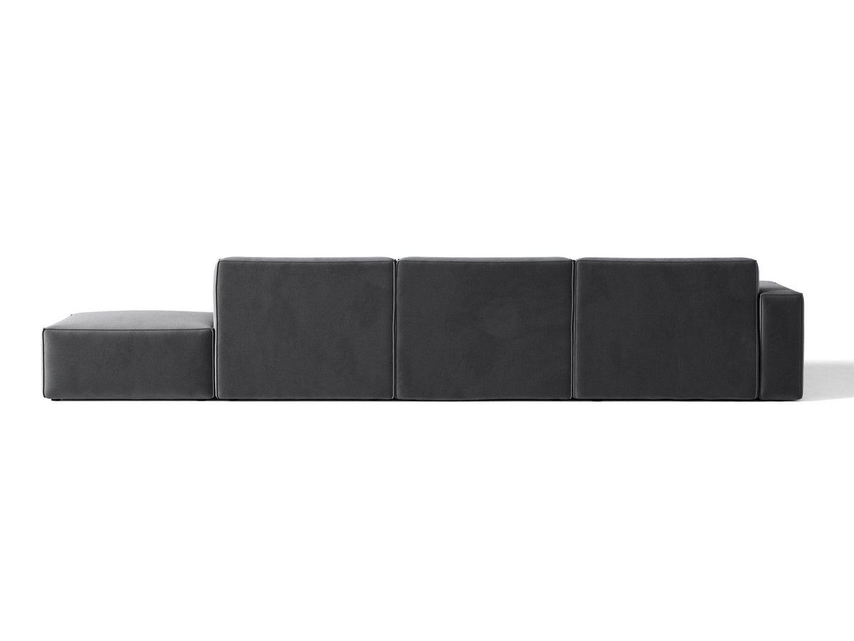 Modulares Ecksofa Jodie von Micadoni, L-Form mit Meridienne links, Polsterstoff, schwarze Beine