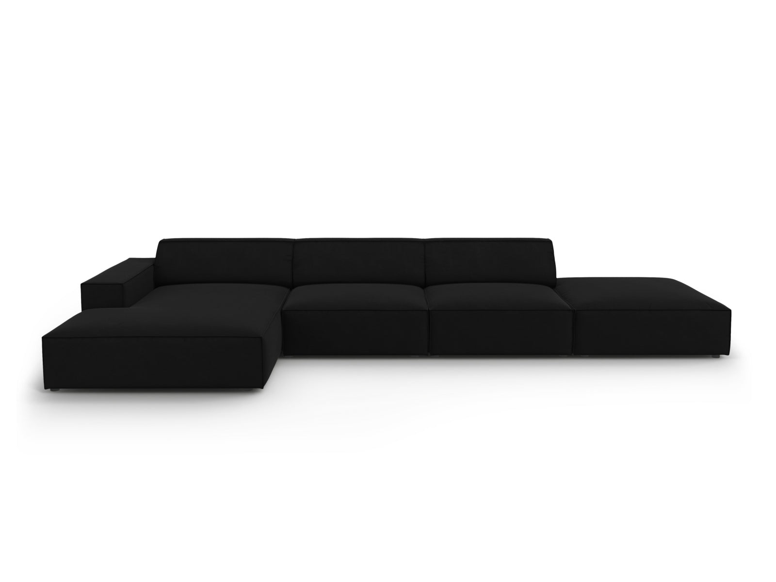 Jodie Velour modulares Ecksofa links 5 Sitzer in Black-Bluvel präsentiert im Onlineshop von KAQTU Design AG. L-Sofa links ist von Micadoni