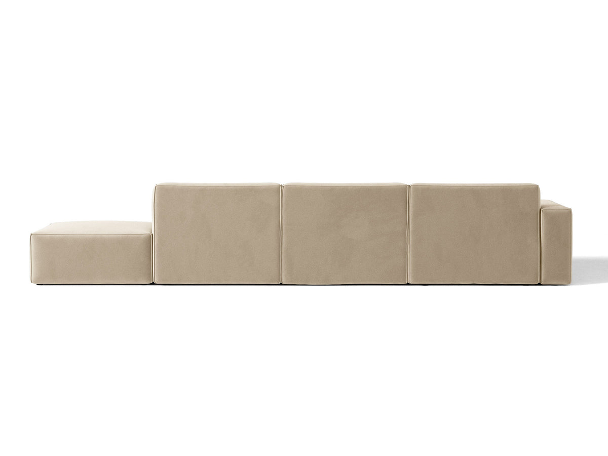 Modulares Ecksofa Jodie von Micadoni, L-Form mit Meridienne links, Polsterstoff, schwarze Beine
