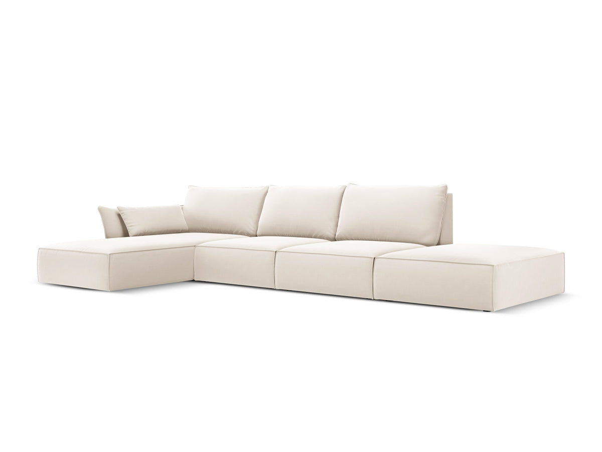 Kaelle Velour Ecksofa links 5 Sitzer in Light Beige-Bluvel präsentiert im Onlineshop von KAQTU Design AG. L-Sofa links ist von Micadoni