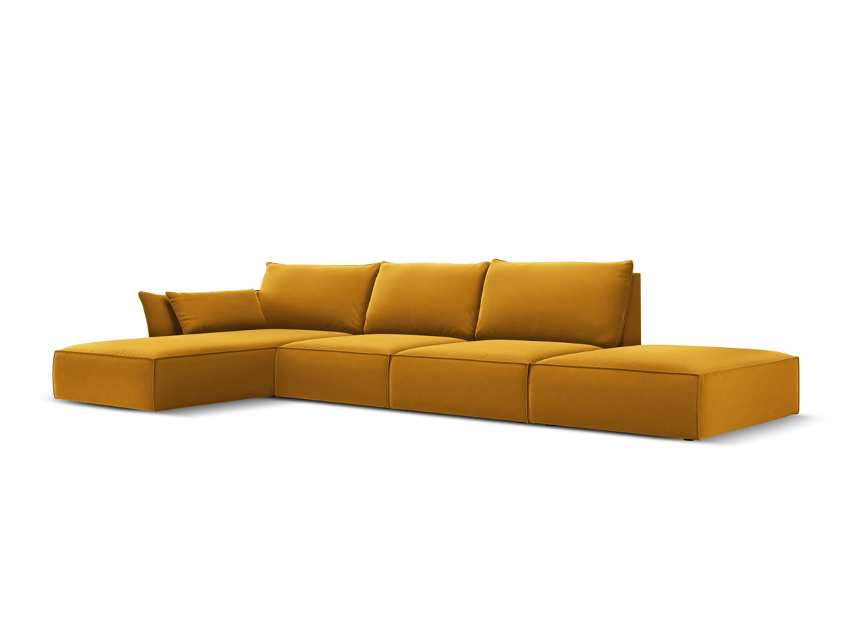 Kaelle Velour Ecksofa links 5 Sitzer in Yellow-Bluvel präsentiert im Onlineshop von KAQTU Design AG. L-Sofa links ist von Micadoni
