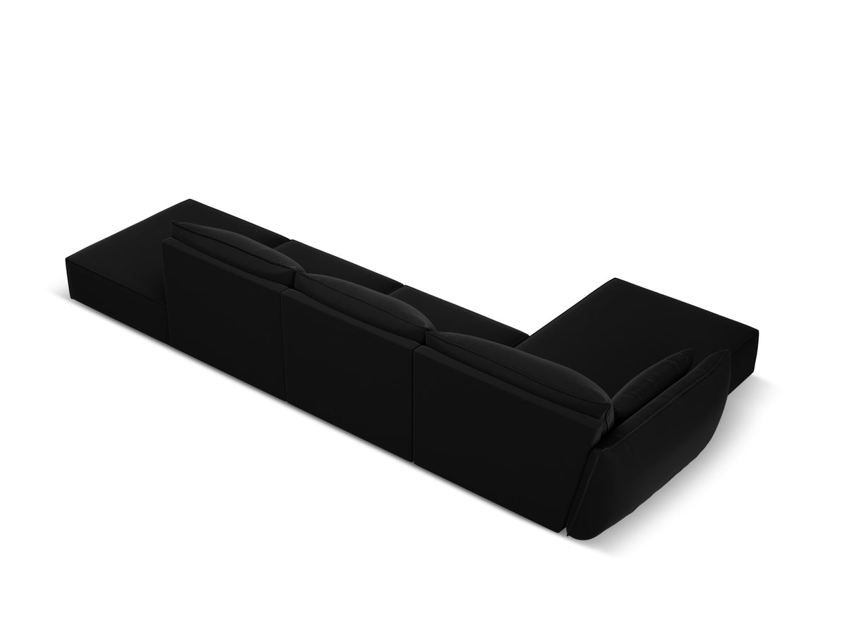 Kaelle Velour Ecksofa links 5 Sitzer in Black-Bluvel präsentiert im Onlineshop von KAQTU Design AG. L-Sofa links ist von Micadoni