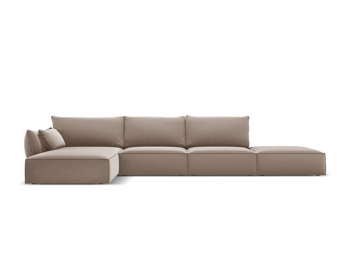 Kaelle Velour Ecksofa links 5 Sitzer in Cappuccino-Bluvel präsentiert im Onlineshop von KAQTU Design AG. L-Sofa links ist von Micadoni