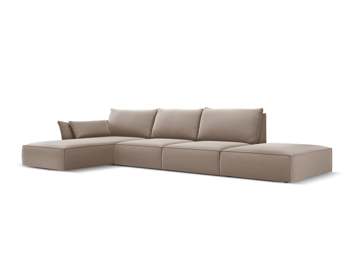 Kaelle Velour Ecksofa links 5 Sitzer in Cappuccino-Bluvel präsentiert im Onlineshop von KAQTU Design AG. L-Sofa links ist von Micadoni
