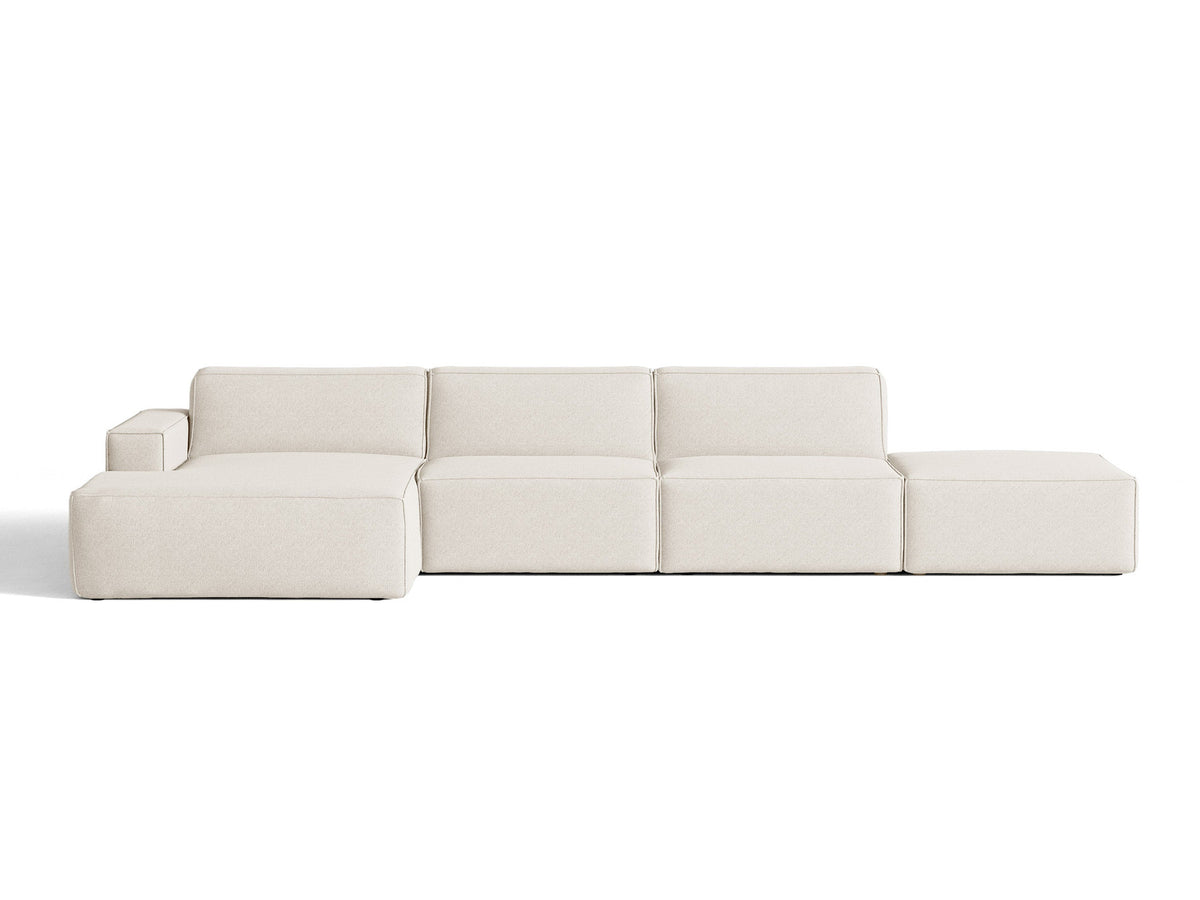 Modulares Ecksofa Jodie von Micadoni, L-Form mit Meridienne links, Polsterstoff, schwarze Beine