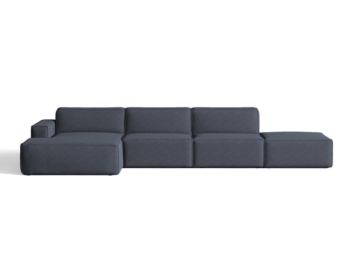 Modulares Ecksofa Jodie von Micadoni, L-Form mit Meridienne links, Polsterstoff, schwarze Beine