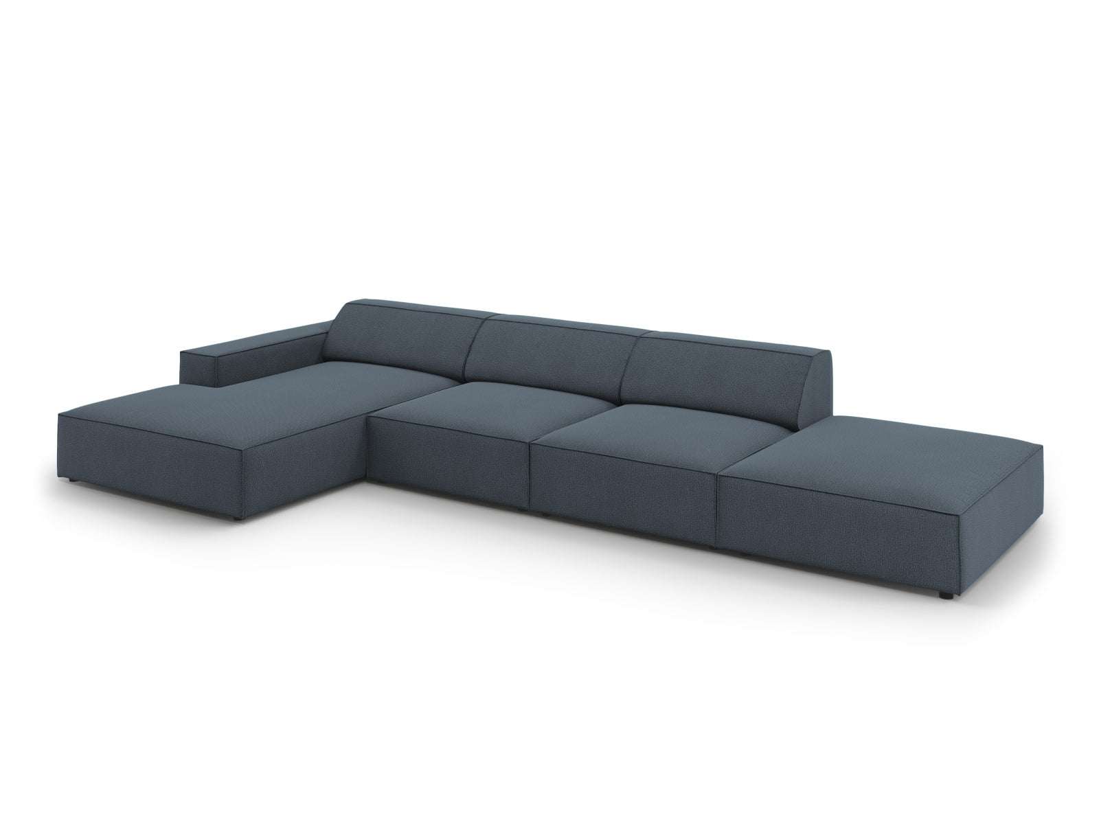 Elegantes, modulares L-Sofa Jodie in Blau, bietet Platz für 5 Personen und verleiht jedem Raum eine moderne Note.