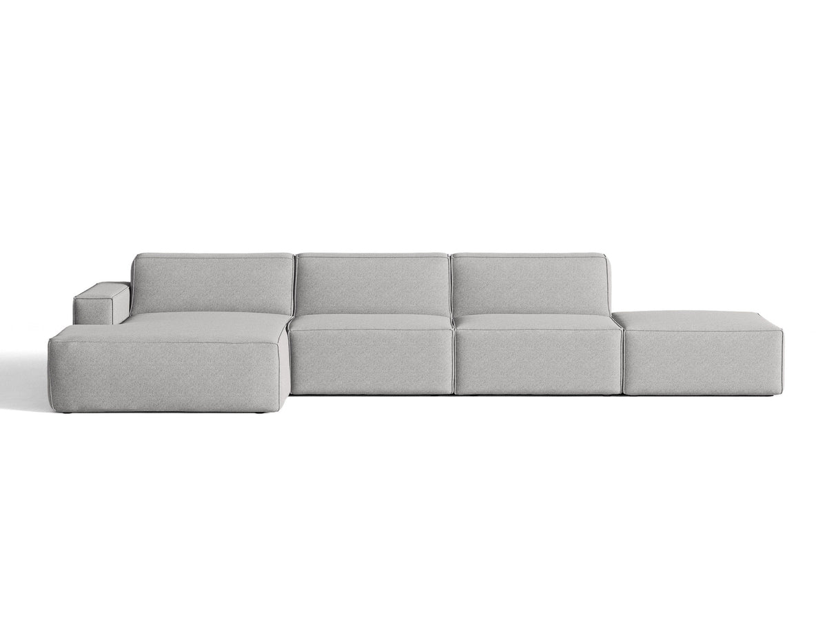 Modulares Ecksofa Jodie von Micadoni, L-Form mit Meridienne links, Polsterstoff, schwarze Beine