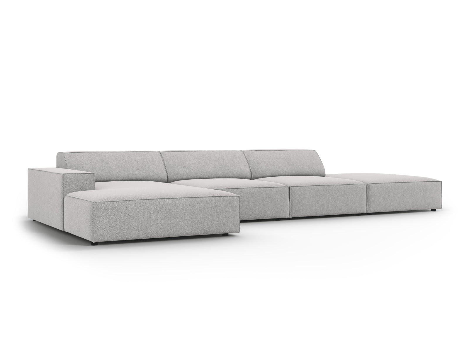 Modulares Ecksofa Jodie in modernem Grau, ideal für gemütliche Wohnzimmer. Flexibles 5-Sitzer-Design von Micadoni für individuellen Komfort.