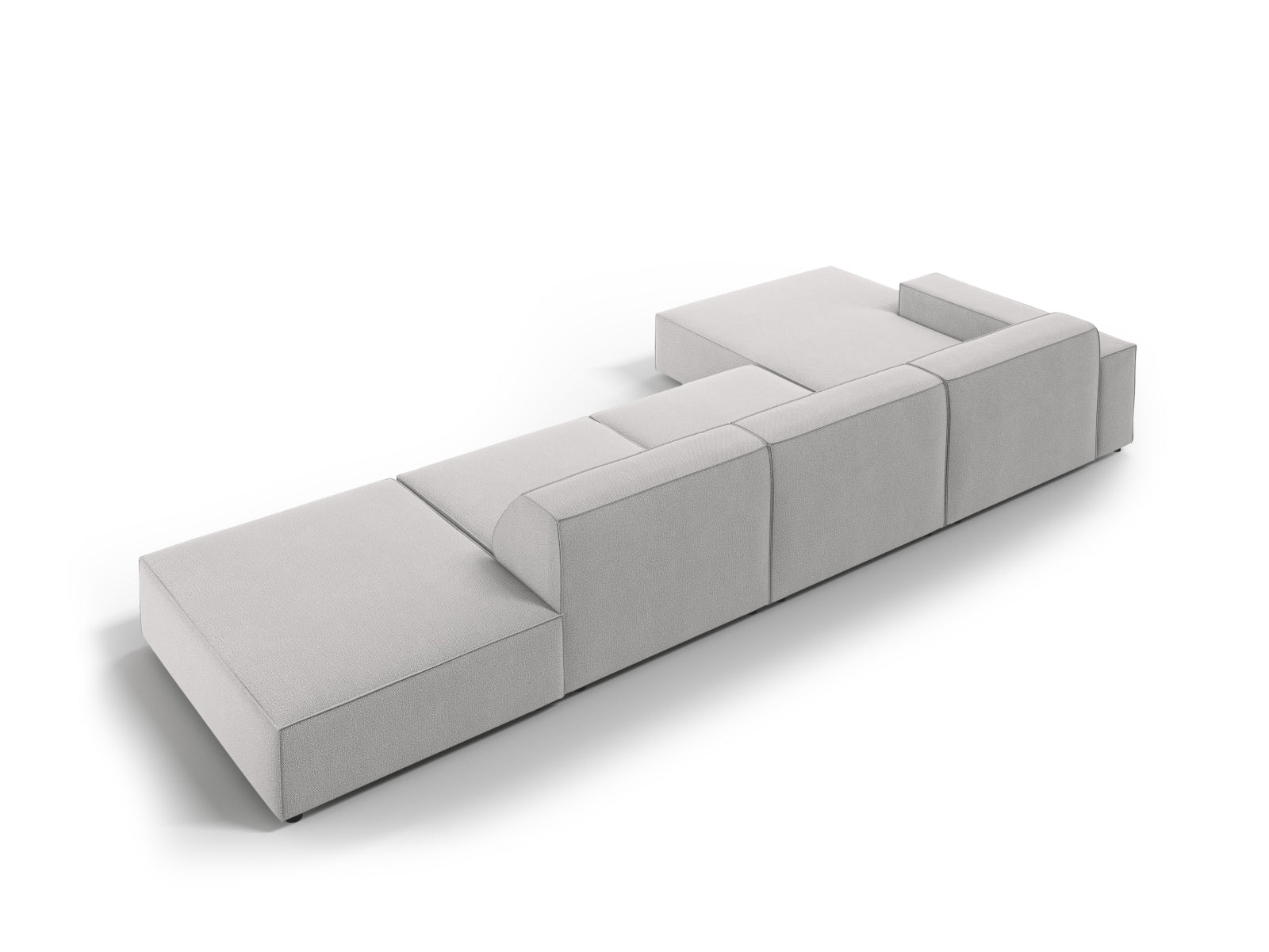 Stylisches, modulares Ecksofa Jodie in elegantem Grau, perfekt für entspannte Abende. Flexibles 5-Sitzer-Design von Micadoni für jeden Raum.