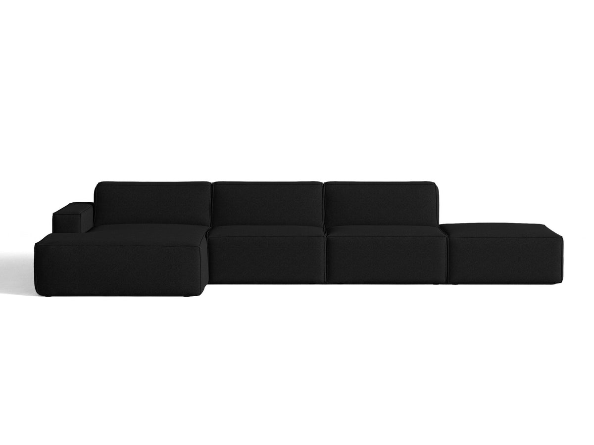 Modulares Ecksofa Jodie von Micadoni, L-Form mit Meridienne links, Polsterstoff, schwarze Beine