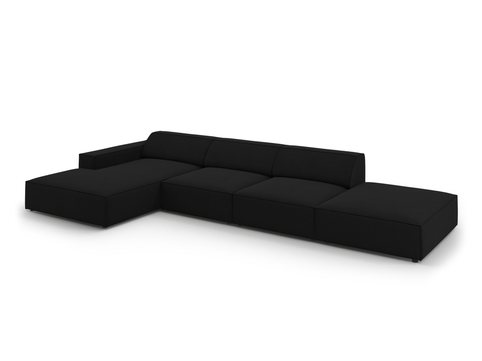 Modernes, flexibles L-Sofa Jodie in edlem Schwarz, perfekt für gemütliche Wohnzimmer. 5-Sitzer von Micadoni für höchsten Komfort.
