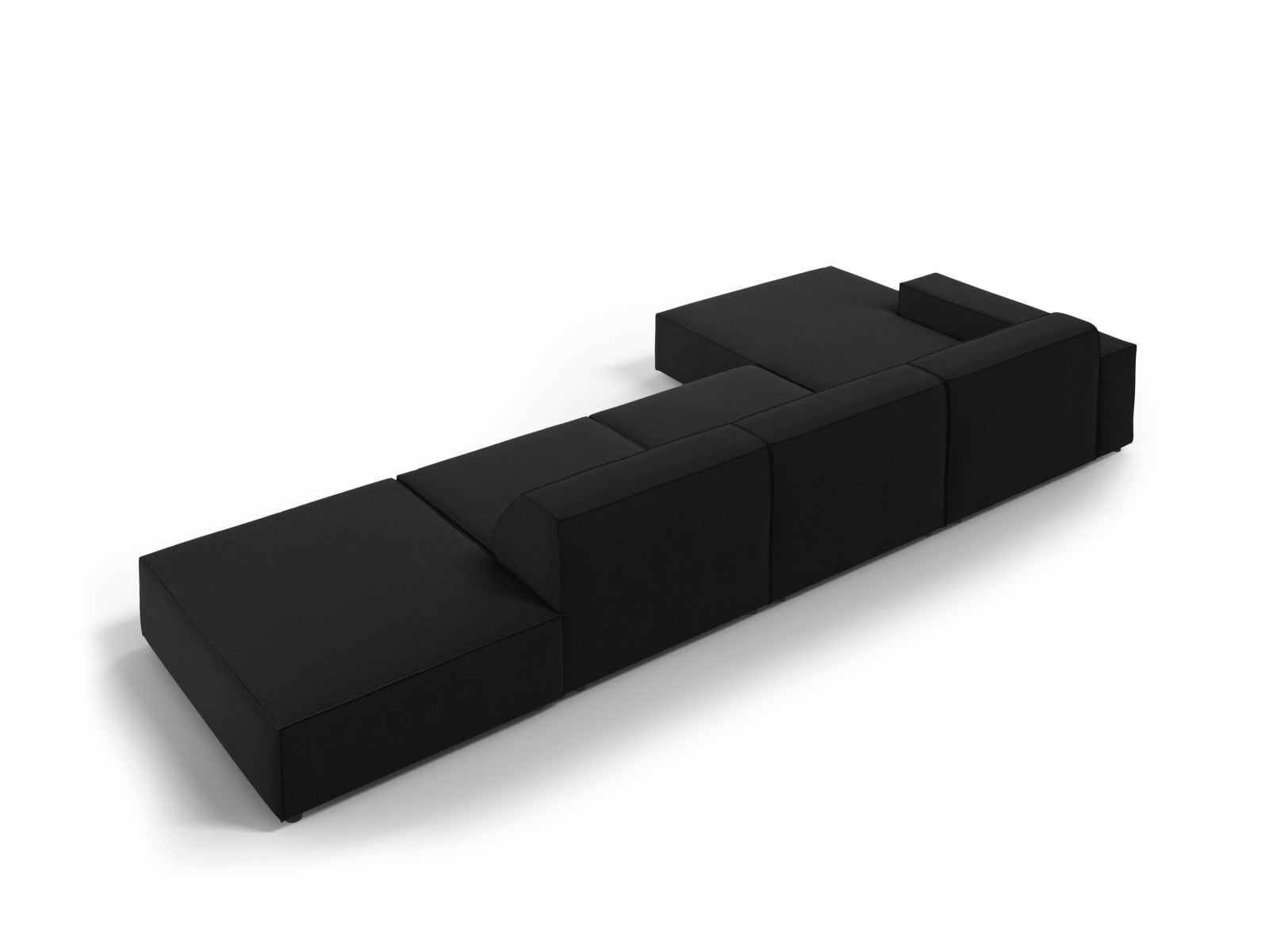 Modernes, flexibles Ecksofa Jodie in edlem Schwarz, perfekt für gesellige Runden. 5-Sitzer von Micadoni für stilvolle Wohnatmosphäre.