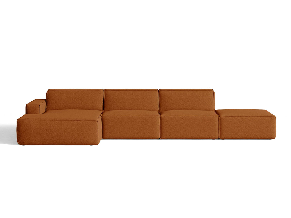 Modulares Ecksofa Jodie von Micadoni, L-Form mit Meridienne links, Polsterstoff, schwarze Beine