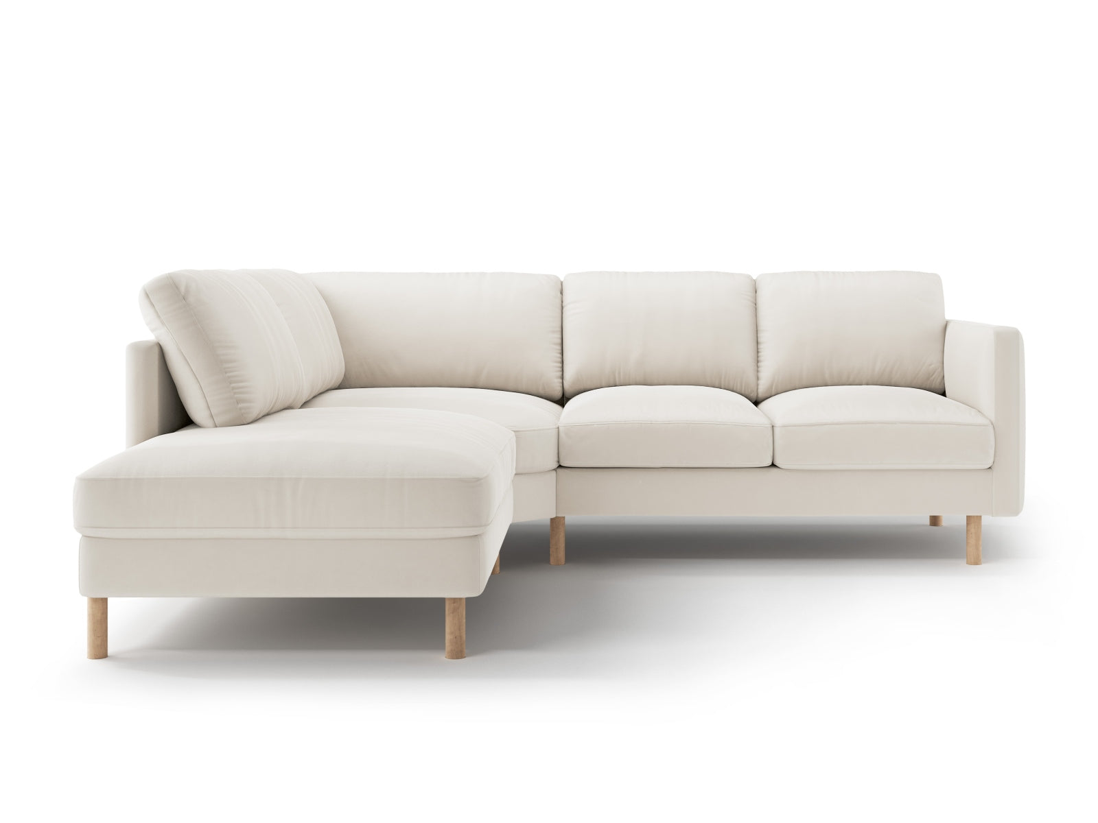 Elegantes linksseitiges Ecksofa Eden Velour von Micadoni, perfekt für gemütliche Abende und modernes Wohndesign.