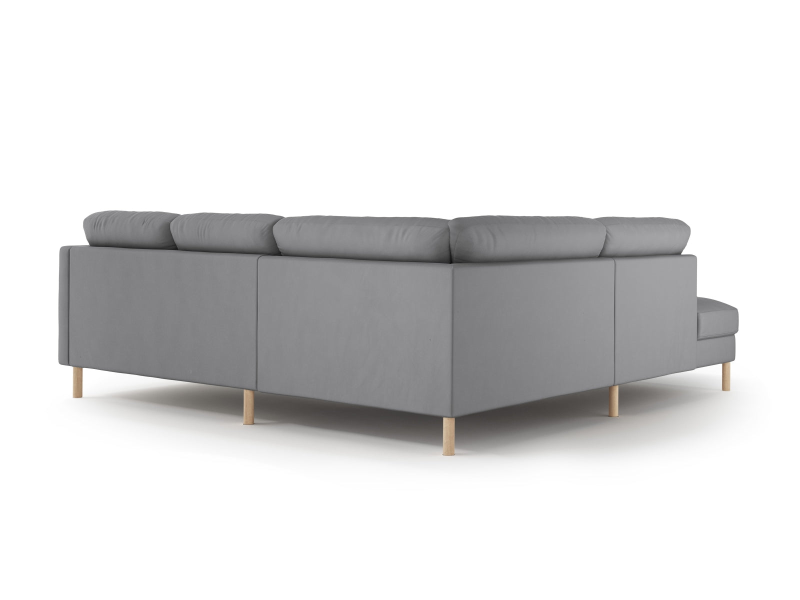 Elegantes linksseitiges Ecksofa Eden Velour in Grau, ideal für entspannte Stunden und modernes Wohndesign von Micadoni.