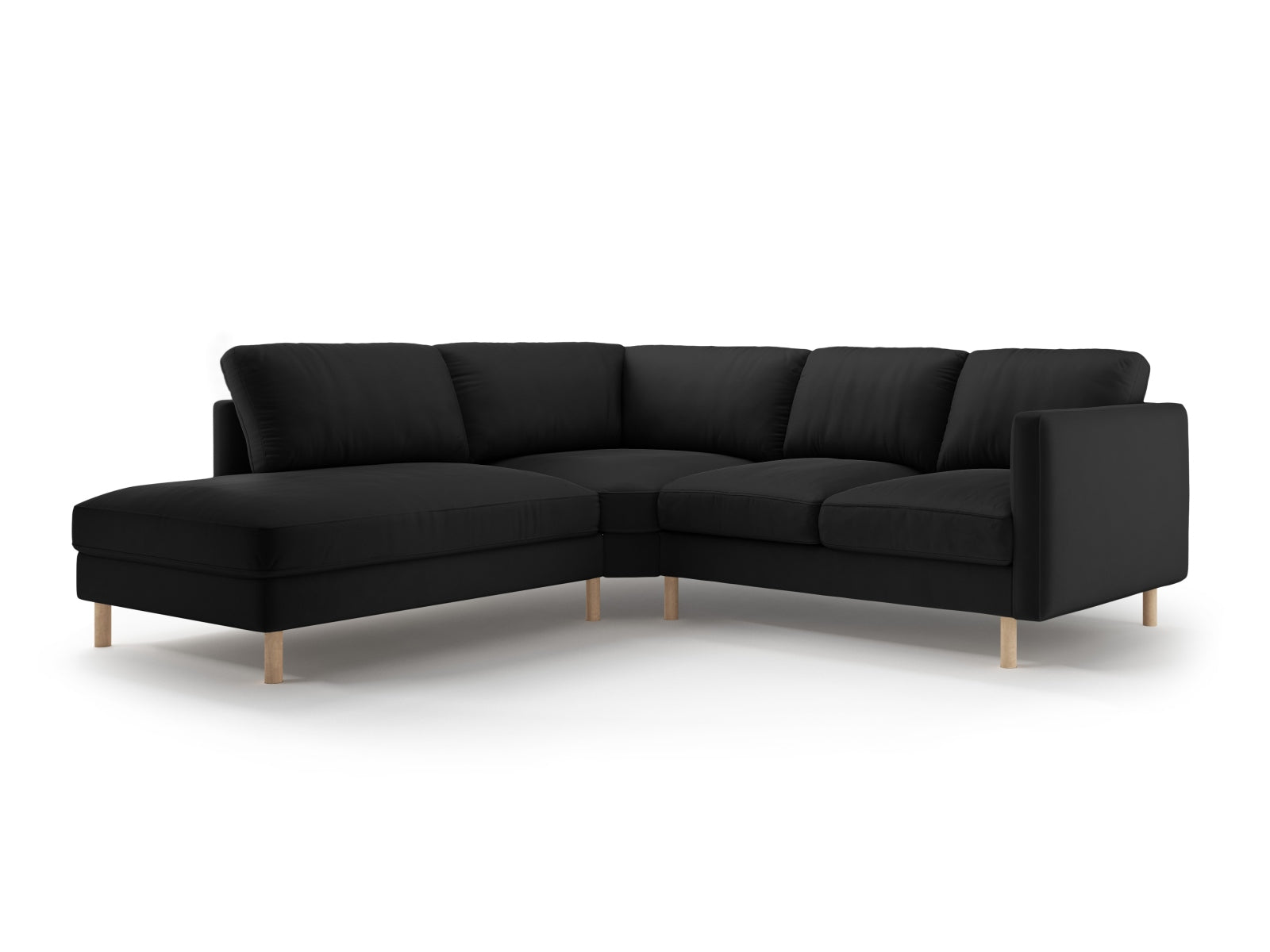 Elegantes linksseitiges Ecksofa Eden Velour für 4 Personen, ideal für entspannte Stunden und geschmackvolle Wohnräume, aus hochwertigem Velours.