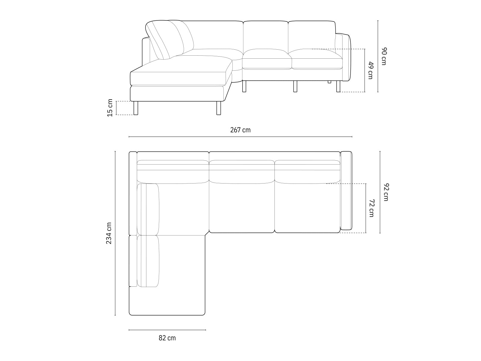 Elegantes linksseitiges Ecksofa Eden Velour für 4 Personen, ideal für entspannte Stunden und geschmackvolle Wohnräume, gefertigt aus hochwertigem Velours.