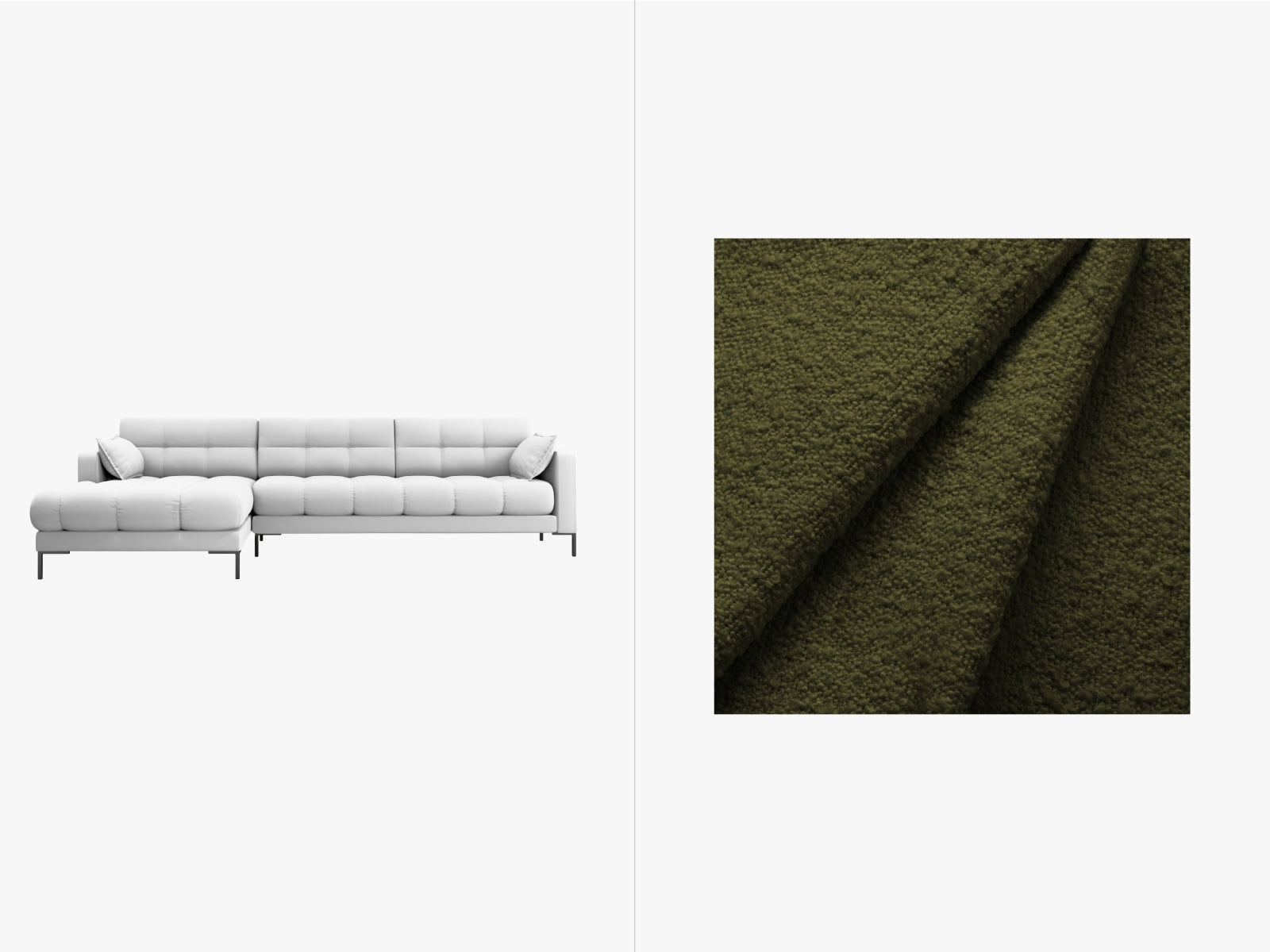 Mamaia Ecksofa links 5 Sitzer in Dark Olive Green/Schwarz-Baloo präsentiert im Onlineshop von KAQTU Design AG. L-Sofa links ist von Micadoni
