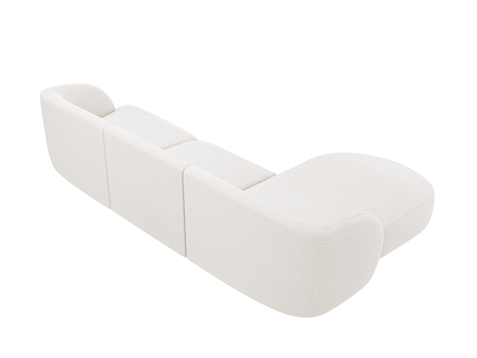 Gemütliches Miley Boucle Ecksofa links, 4-Sitzer in edlem Weiß, perfekt für stilvolle Wohnzimmer und entspannte Abende, von Micadoni.