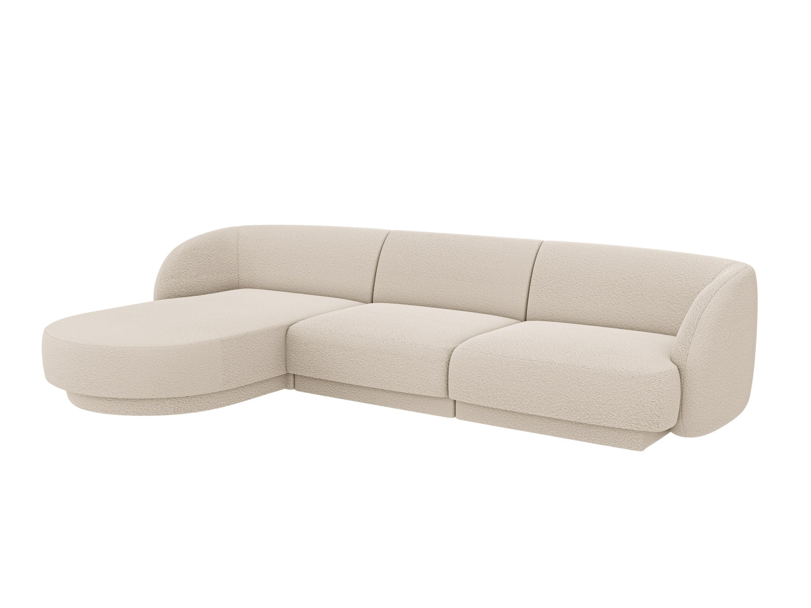 Beige Miley Boucle Ecksofa links, 4-Sitzer, stilvolles Design von Micadoni, ideal für moderne Wohnräume, bequem und elegant.