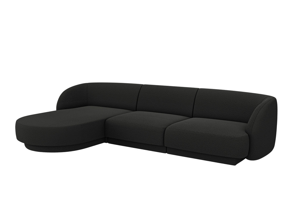 Miley Boucle Ecksofa links 4 Sitzer in Black-Baloo präsentiert im Onlineshop von KAQTU Design AG. L-Sofa links ist von Micadoni
