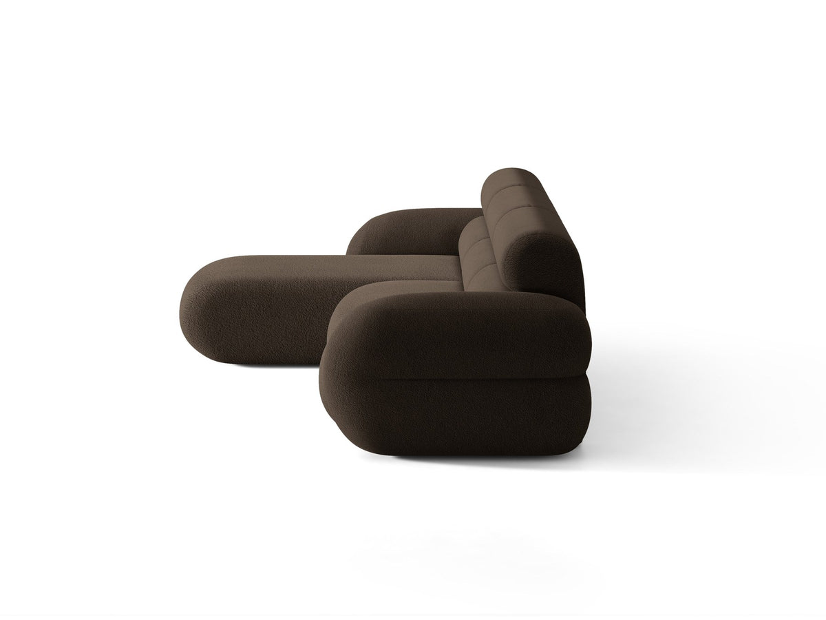 Linkes L-Ecksofa Neo von Micadoni in Dunkles Olivgrün, mit hoher Rückenlehne, schwarzen Kunststoffbeinen und tiefer gepolsterter Sitzfläche.