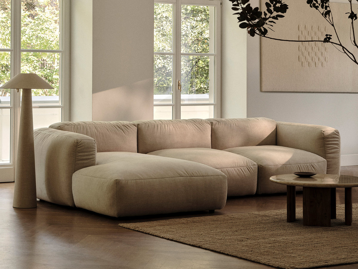 Martina Modulares Ecksofa links 2 Sitzer in Light Beige-Vogue präsentiert im Onlineshop von KAQTU Design AG. L-Sofa links ist von Micadoni