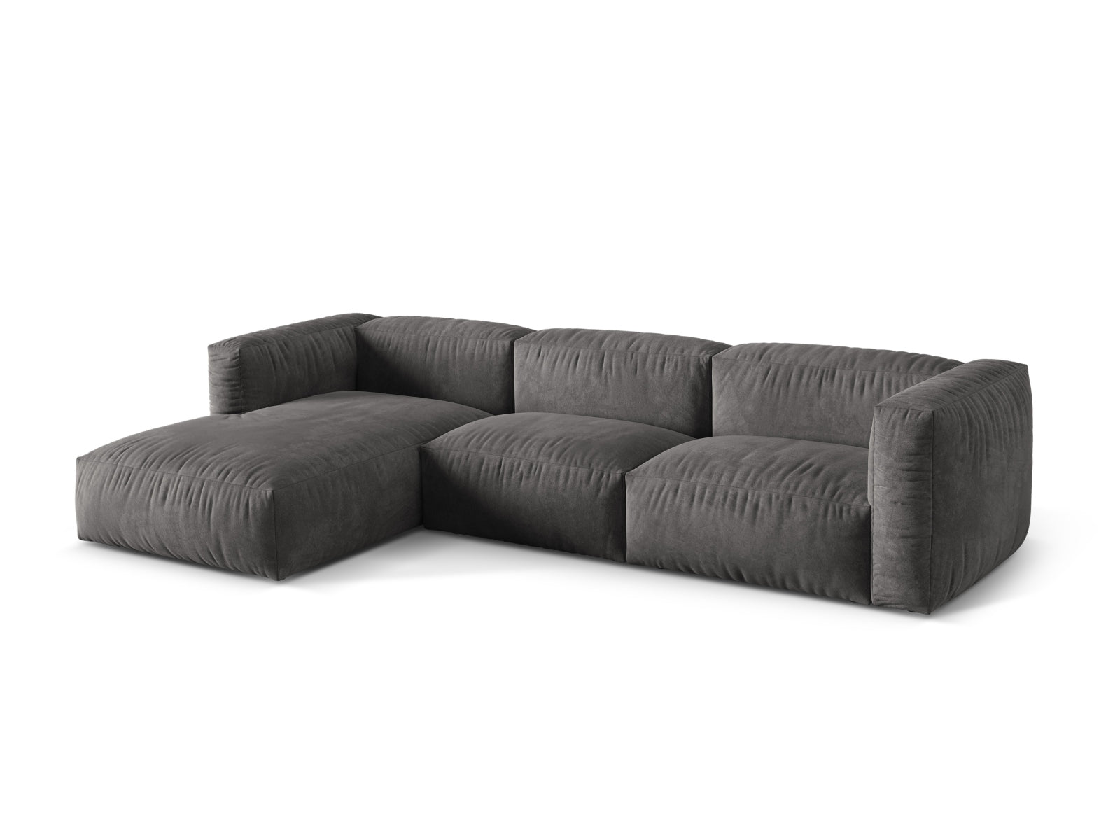 Elegantes Martina Ecksofa in Grau, 3-Sitzer, linksseitig, ideal für stilvolle Wohnräume. Modulares Design von Micadoni.