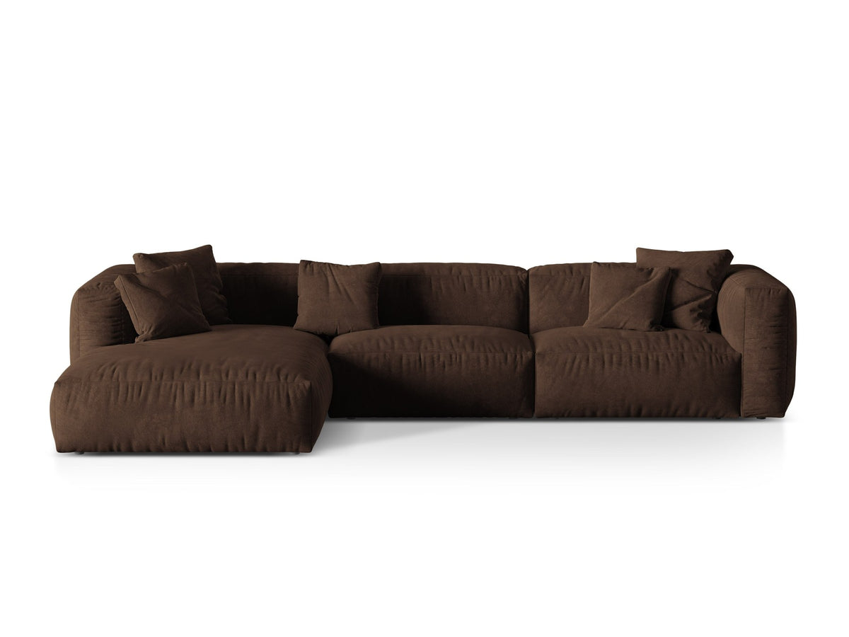 Ecksofa links Martina XL von Micadoni in Schokolade, Bezugsstoff Vogue, Beine aus Polypropylen, Breite 330 cm, Tiefe 176 cm.