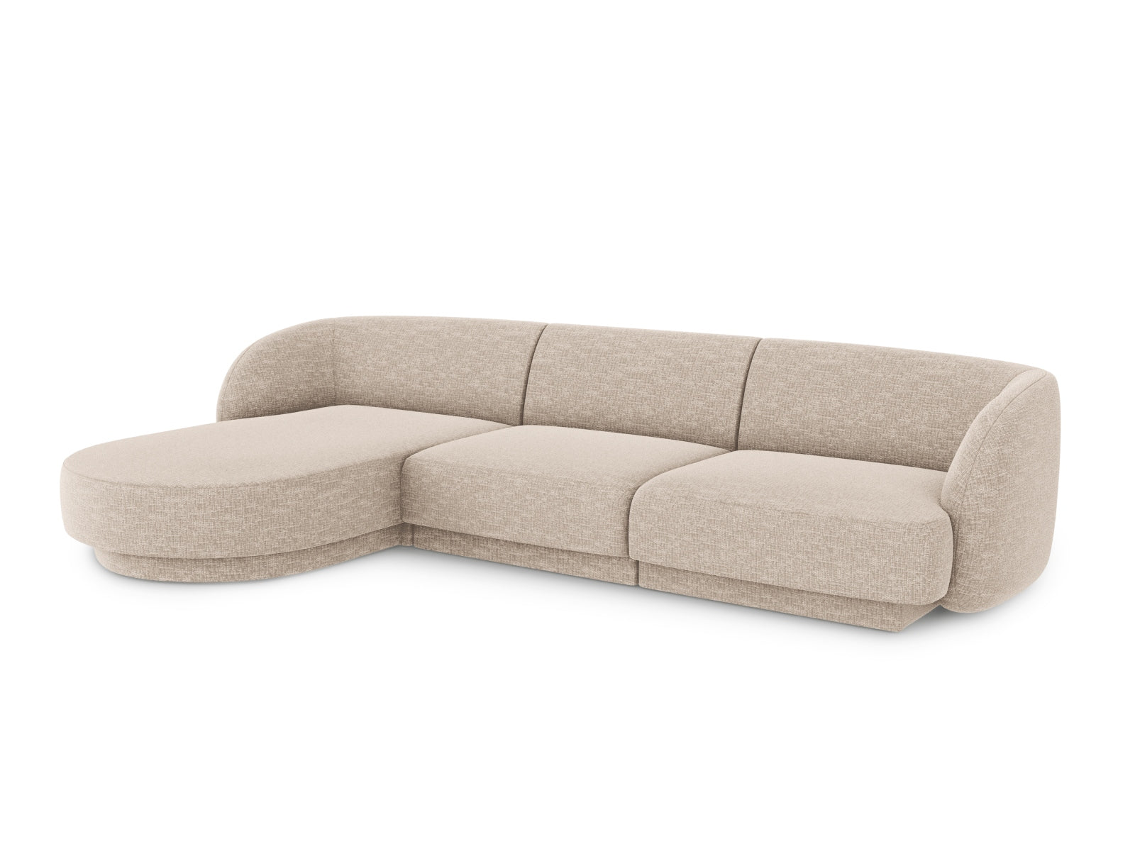 Beige Miley Ecksofa links 4 Sitzer von Micadoni, stilvolles Bettsofa für modernen Wohnraum, bequem und funktional.