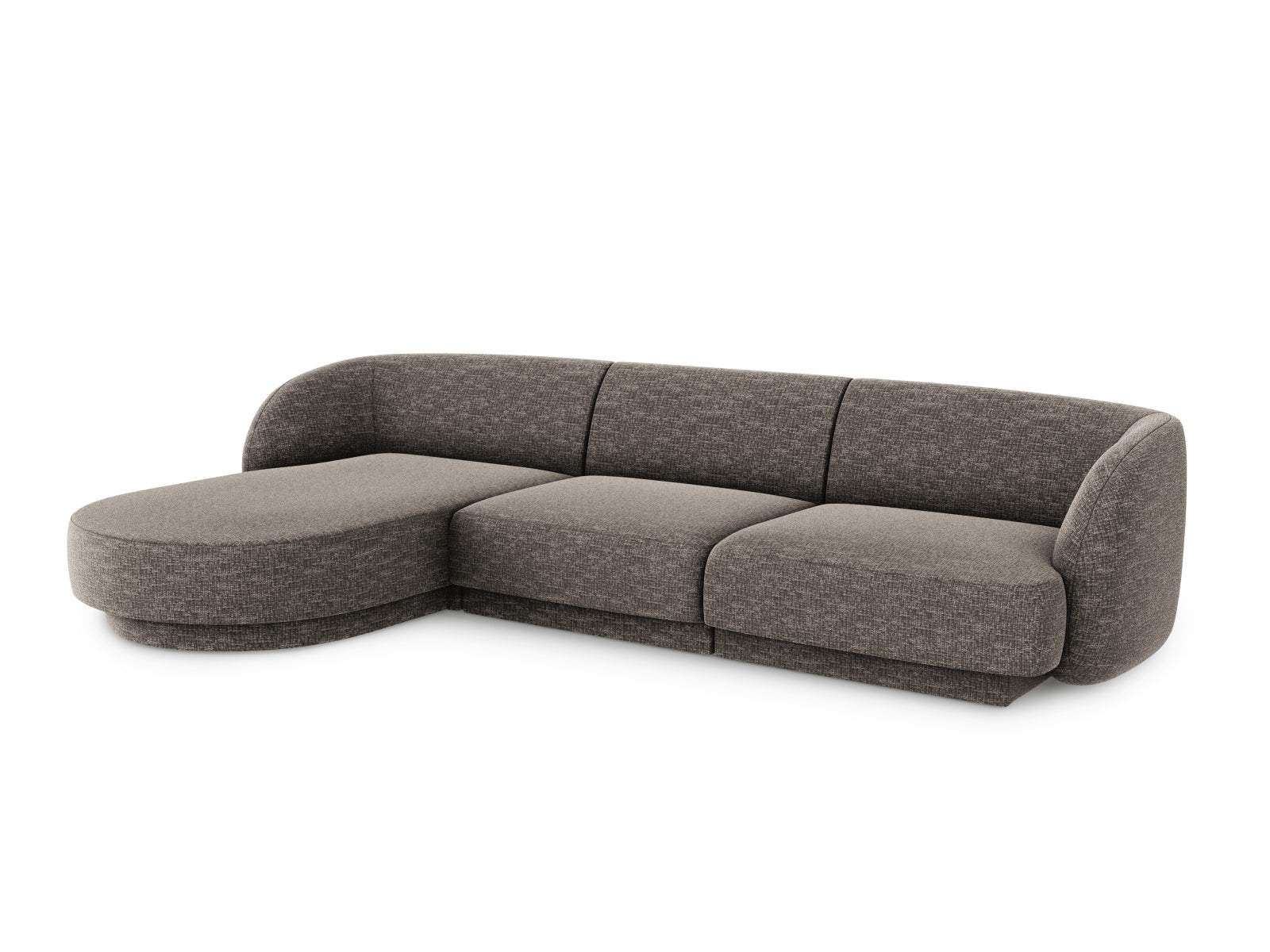 Stylisches Miley Ecksofa links, 4-Sitzer in Grau, ideal für gemütliche Abende und als Schlafsofa, präsentiert von Micadoni.
