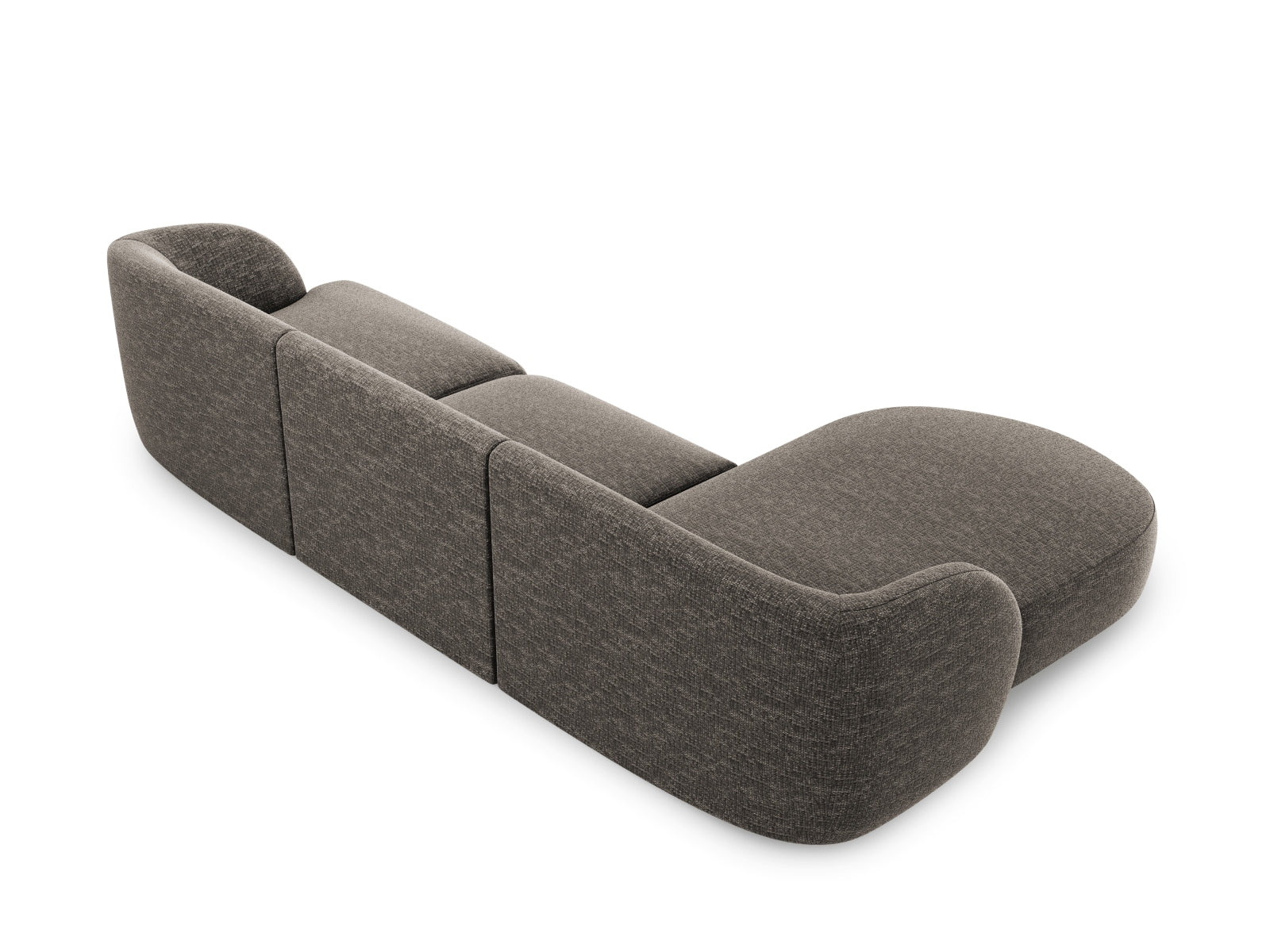 Modernes Miley Ecksofa links, 4-Sitzer in elegantem Grau, perfekt für entspannte Stunden und als praktisches Schlafsofa von Micadoni.