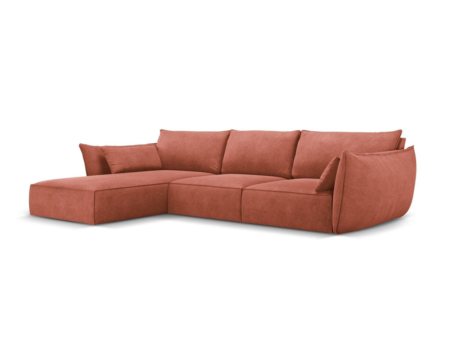 Stylisches Kaelle Ecksofa links in warmem Terracotta, ideal für moderne Wohnräume. Komfortables 4-Sitzer Design von Micadoni.