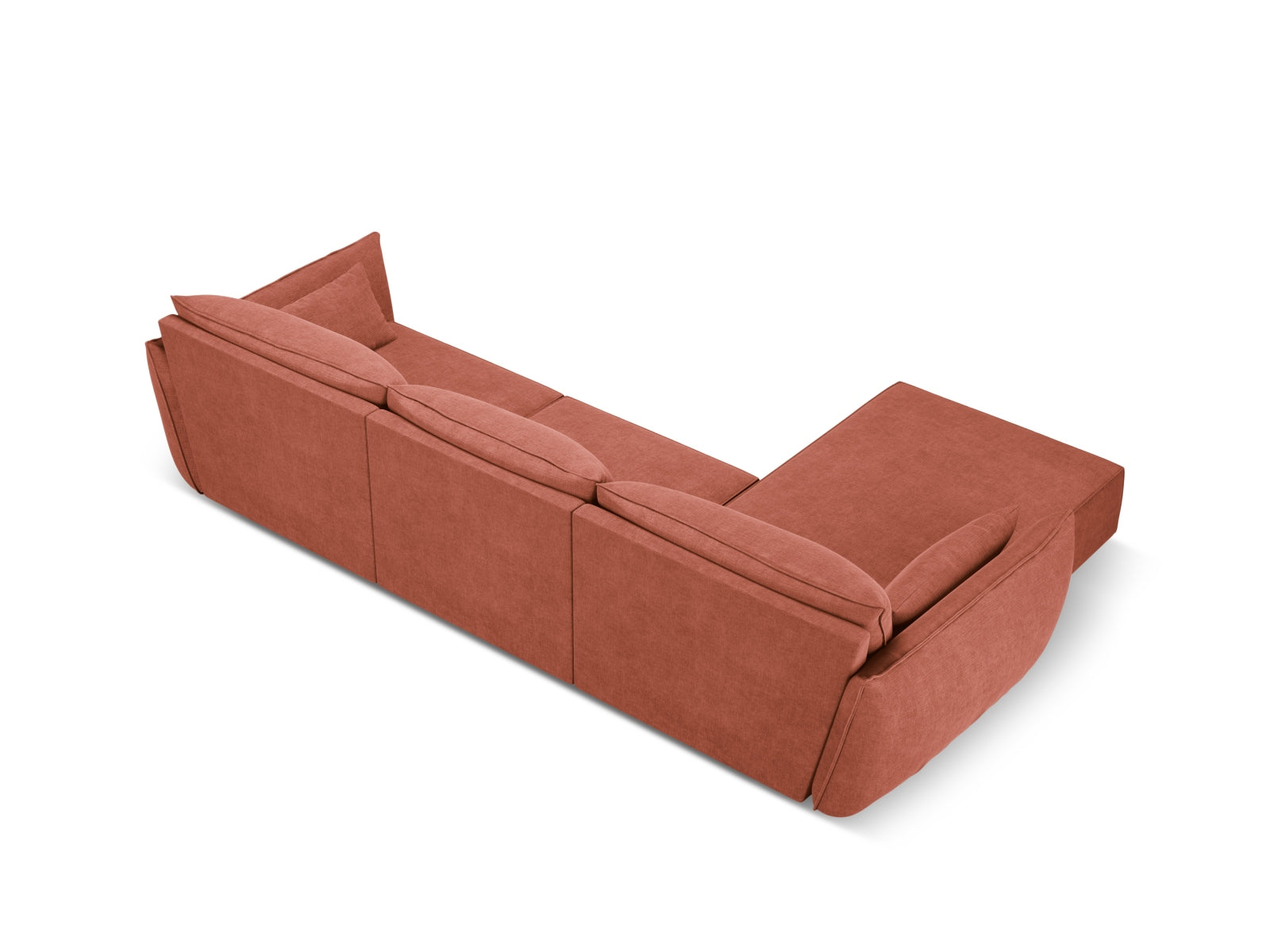 Elegantes Kaelle Ecksofa links in ansprechendem Terracotta, perfekt für stilvolle Wohnzimmer. Geräumiges 4-Sitzer Modell von Micadoni.