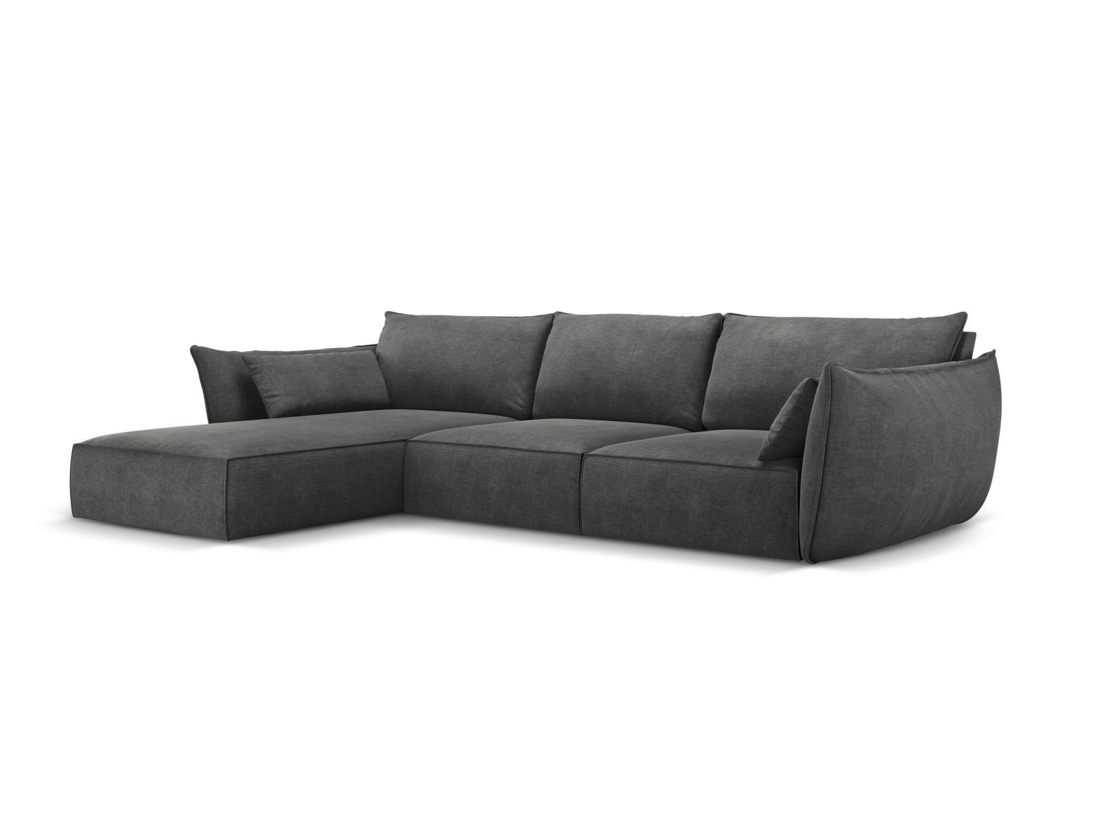 Stylisches Kaelle Ecksofa links, 4-Sitzer in Dunkelgrau, ideal für moderne Wohnräume. Hochwertige Verarbeitung von Micadoni.