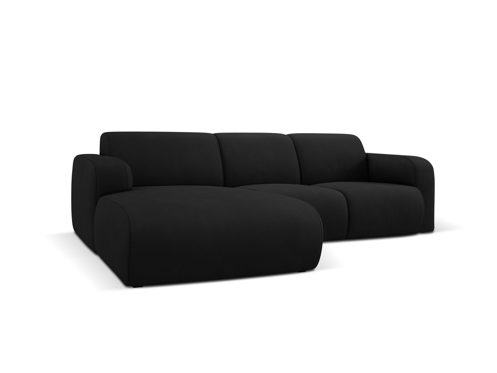 Modernes 4-Sitzer Molino Ecksofa links in edlem Black-Rebel, perfekt für stilvolle Wohnzimmer und entspannte Stunden mit Freunden.