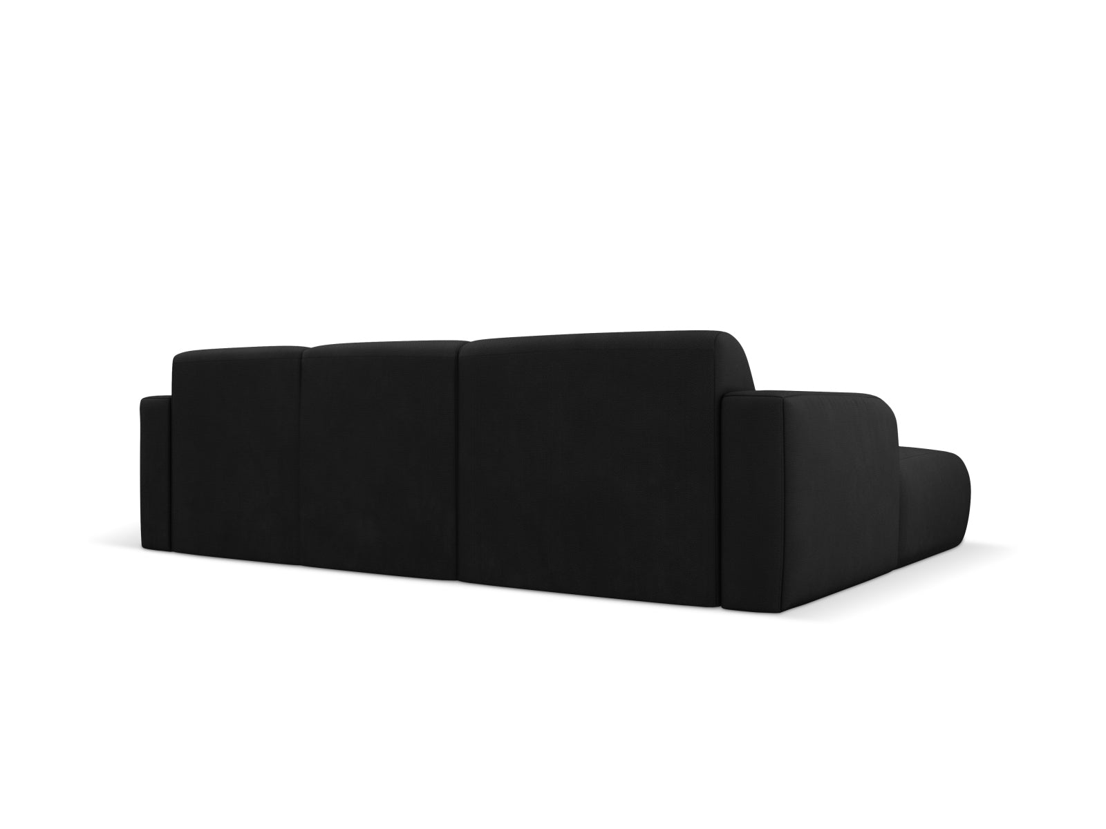 Elegantes linksseitiges 4-Sitzer Molino Ecksofa in Black-Rebel, ideal für gemütliche Abende und modernes Wohndesign.