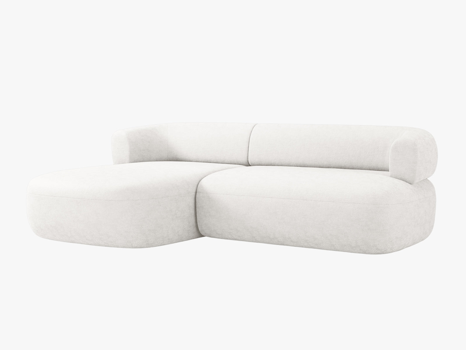 Elegantes 5-Sitzer Ecksofa Jenny links in sanftem Beige, perfekt für stilvolle Wohnzimmer. Hochwertige Materialien von Micadoni.