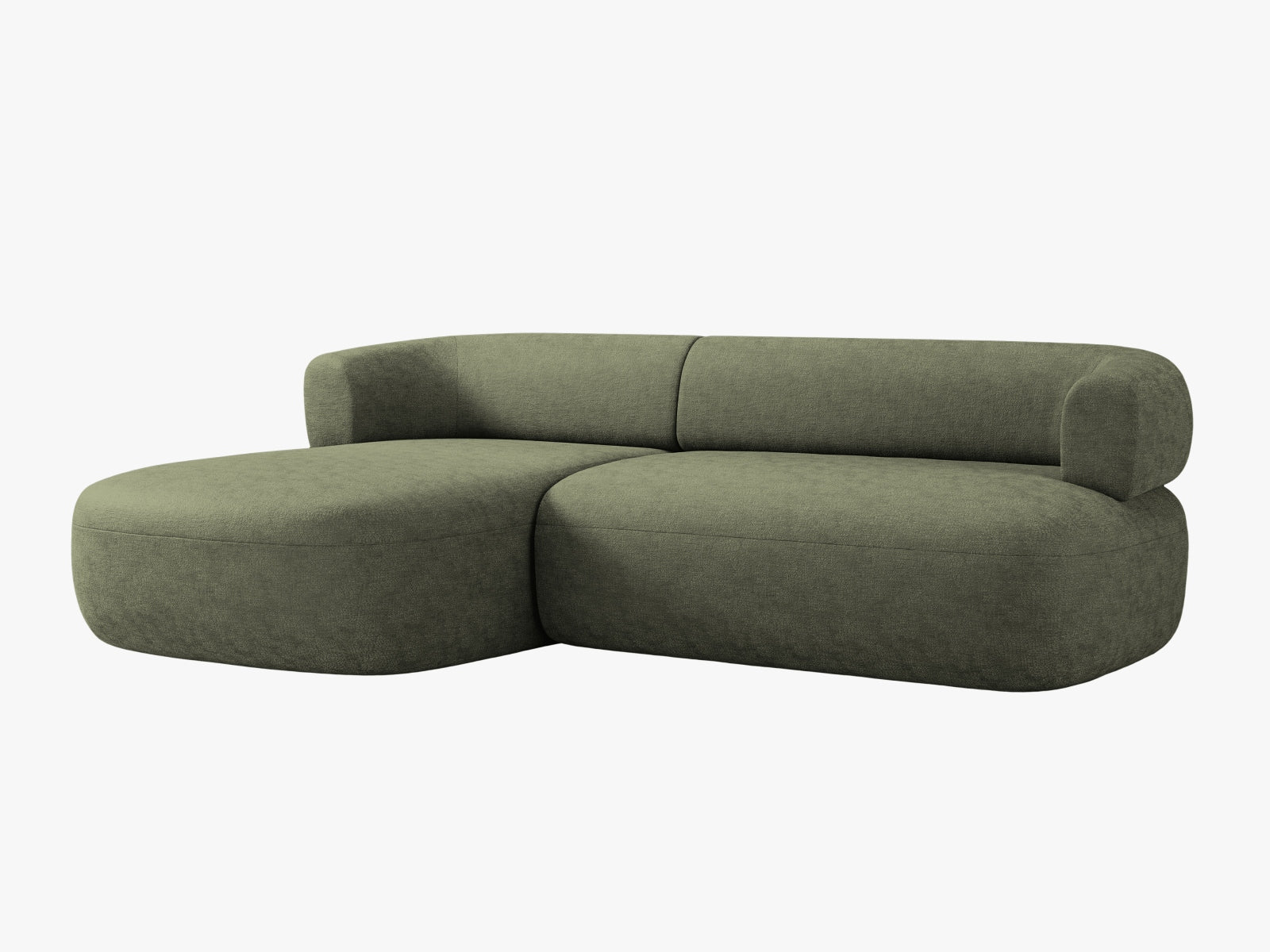 Elegantes 5-Sitzer Jenny Ecksofa links von Micadoni in stilvollem Grün, perfekt für zeitgemäße Wohnkonzepte und gemütliche Abende.