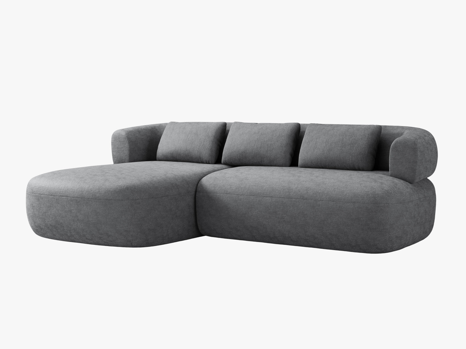 Stylisches Jenny Ecksofa links, 5-Sitzer in Dunkelgrau, ideal für moderne Wohnräume. Hochwertige Verarbeitung von Micadoni.