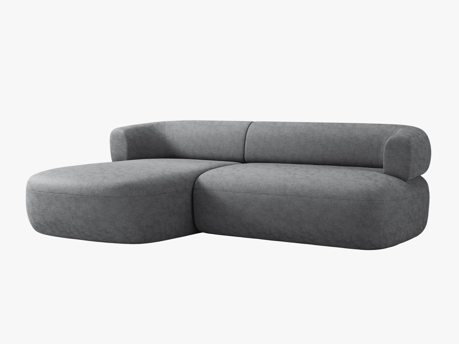 Elegantes 5-Sitzer Ecksofa Jenny links in Dunkelgrau, perfekt für stilvolle Wohnzimmer. Hochwertige Materialien von Micadoni.
