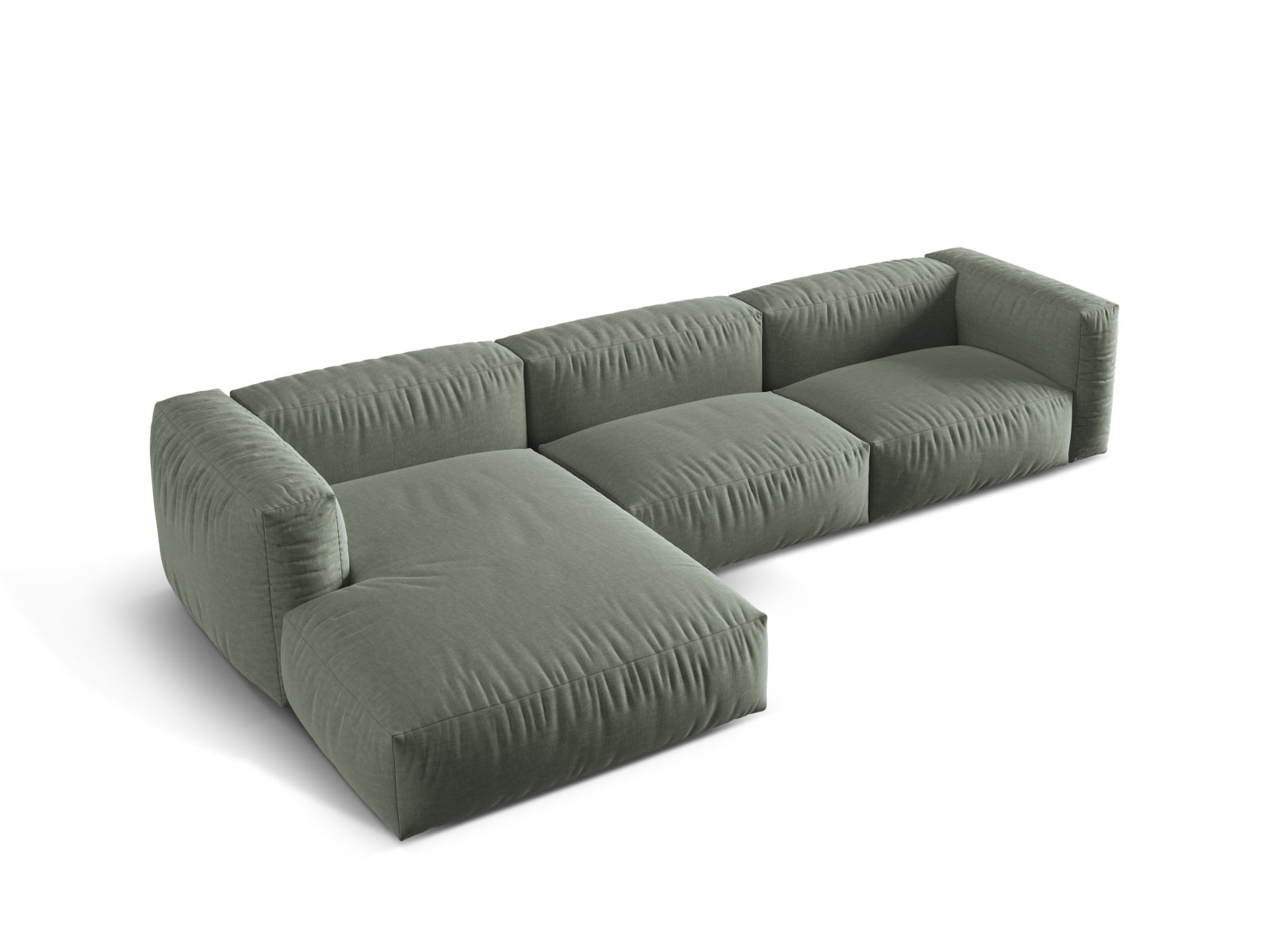 Modernes, flexibles Ecksofa Martina in Moss Green-Boston, perfekt für gemütliche Ecken und stilvolle Einrichtungsideen von Micadoni.